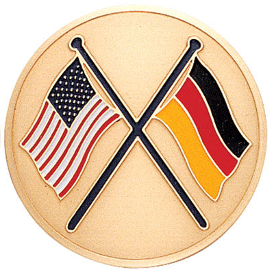 AMERICAN & GERMAN FLAGS, 2 INCH ETCHED ENAMELED
