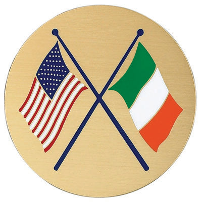 AMERICAN & IRISH FLAGS, 2 INCH ETCHED ENAMELED