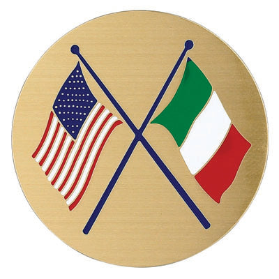 AMERICAN & ITALIAN FLAGS, 2 INCH ETCHED ENAMELED
