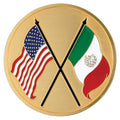 AMERICAN & MEXICAN FLAGS, 2 INCH ETCHED ENAMELED
