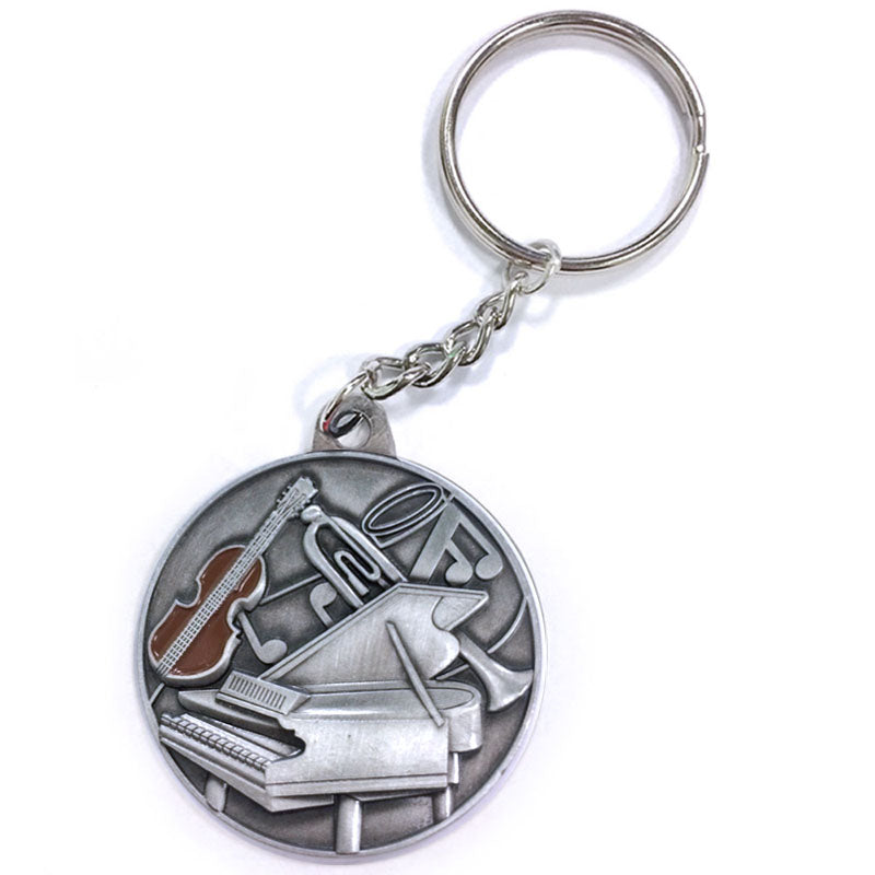 ANTIQUE FINISHED MUSIC PEWTER KEY CHAIN