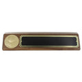 APPLE AND BOOKS GENUINE WALNUT DESK BLOCK WITH BLACK SCREENED BRASS PLATE