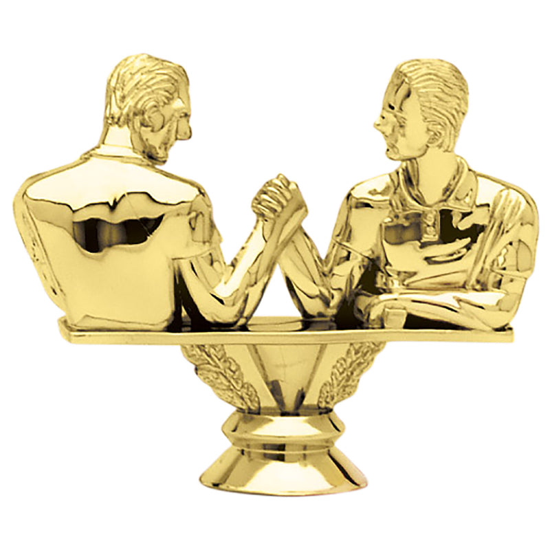 3-1/2 INCH GOLD PLASTIC ARM WRESTLING TROPHY FIGURE