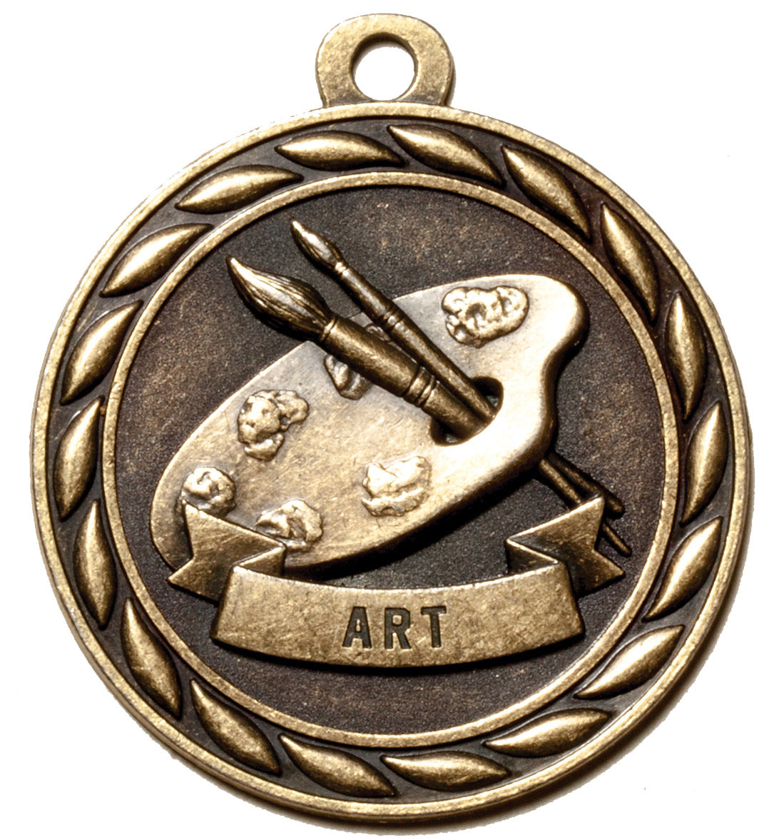 Metal 2-Inch in Diameter Round Art Medal with Customizable Back in Brass