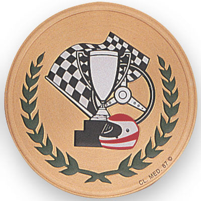2 Inch in Diameter Round Metal Litho-Print Auto Victory Medallion Insert