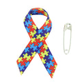 Awareness Ribbon Autism 2-1/4 INCH x 1-1/4 INCH with Safety Pin