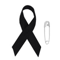 Awareness Ribbon Black, Mourning/P.O.W. 2-1/4INCH x 1-1/4 INCH with Safety Pin