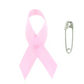 Awareness Ribbon Breast Cancer 2-1/4 INCH x 1-1/4 INCH with Safety Pin