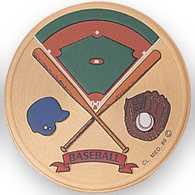 2 Inch in Diameter Round Metal Litho-Print Baseball Medallion Insert