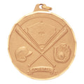 2 Inch Gold Sports Medal with Baseball Bats Theme and Customizable Back