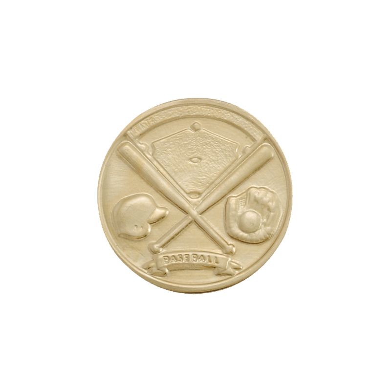 1-Inch in Diameter Round Metal Baseball Medallion Insert in Multiple Colors