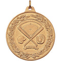 2 Inch Die-Struck Baseball Medal with Antique Finish in Gold or Silver