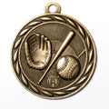 Metal 2-Inch in Diameter Round Baseball Medal with Cutomizable Back in Multiple Colors