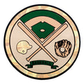 2 Inch in Diameter Round Baseball Themed Insert with Mylar Detailing
