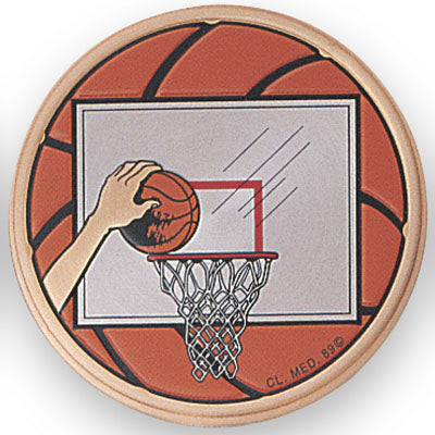 2 Inch in Diameter Round Metal Litho-Print Basketball Medallion Insert