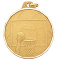 1-1/2 Inch Die-Struck Basketball Themed Medal in Gold, Silver, or Bronze