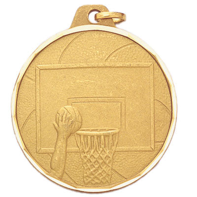 1-1/2 Inch Die-Struck Basketball Themed Medal in Gold, Silver, or Bronze