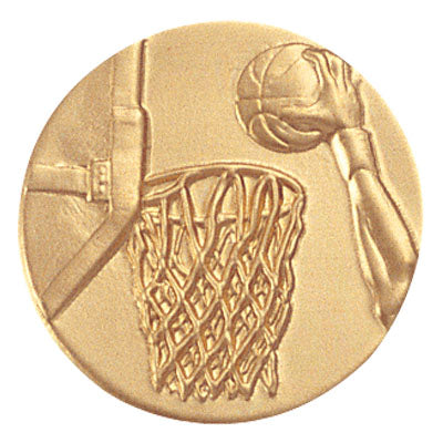 1-Inch in Diameter Round Metal Basketball Medallion Insert in Multiple Colors