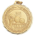 1-1/4 Inch Die-Struck Basketball Themed Medal in Gold or Silver