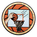 2 Inch in Diameter Round Basketball Themed Insert with Mylar Detailing