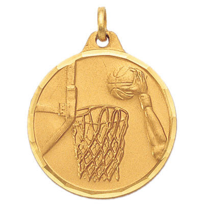 1-1/4 Inch Die-Struck Basketball Medal in Gold, Silver, or Bronze