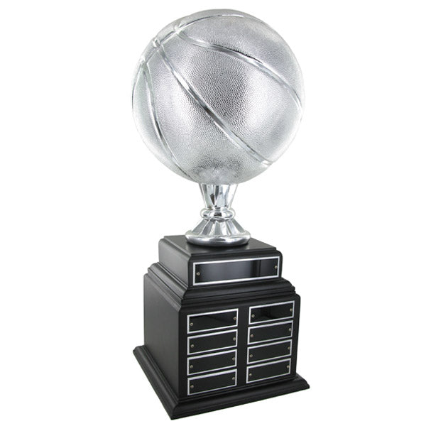 BASKETBALL PERPETUAL TROPHY, HEIGHT 20 INCHES, 9 INCH SILVER BALL
