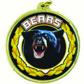 2-1/4 Inch in Diameter Round 'Bears' Sports Medal in Gold and Mylar with Customizable Back