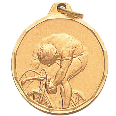 1-1/4 Inch Die-Struck Mens Cycling Medal in Gold, Silver, or Bronze