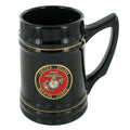 BLACK CERAMIC TANKARD WITH 2 INCH U.S. MARINE CORPS INSERT