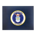 9 x 11-3/4 INCH BLUE PADDED CERTIFICATE HOLDER WITH 4 INCH UNITED STATES AIR FORCE INSIGNIA MEDALLION