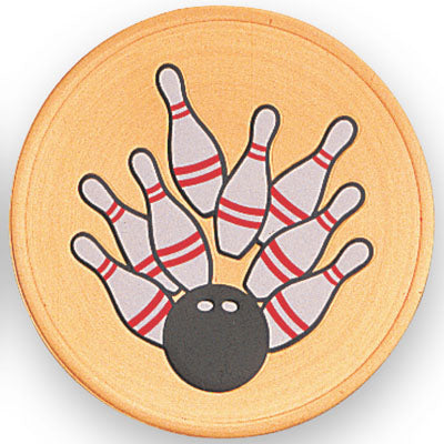 2 Inch in Diameter Round Metal Litho-Print Bowling Medallion Insert