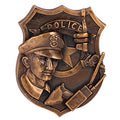 BRASS POLICE PLAQUE MOUNT, 3-1/4X4 INCH