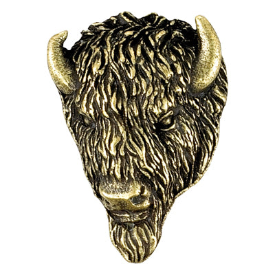 Buffalo Mascot Antique Brass Pin
