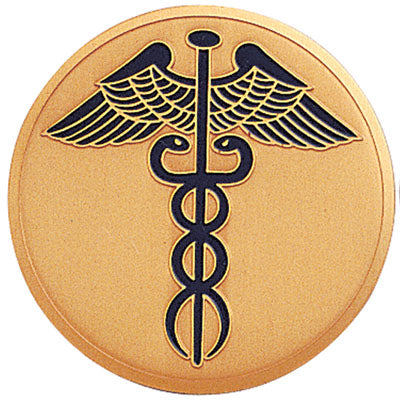 CADUCEUS, 2 INCH ETCHED ENAMELED
