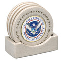 CAST STONE COASTERS WITH HOLDS 2 INCH INSERT