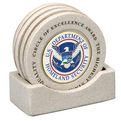 CAST STONE COASTERS WITH HOLDS 2 INCH INSERT