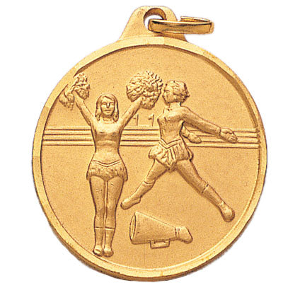 1-1/4 Inch Die-Struck Cheerleading Medal in Gold, Silver, or Bronze