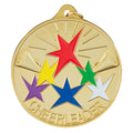 2-1/2 Inch Enameled Die-Cast Cheerleader Medal in Gold, Silver, or Bronze