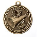 Metal 2-Inch in Diameter Round Cheerleading Medal with Customizable Back in Antique Brass