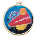 2-1/4 Inch in Diameter Round Cheerleading Medal with Mylar Detailing on Gold with Customizable Back