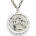 3/4 Inch Cheer Themed St. Christopher Sports Medal in Sterling Silver