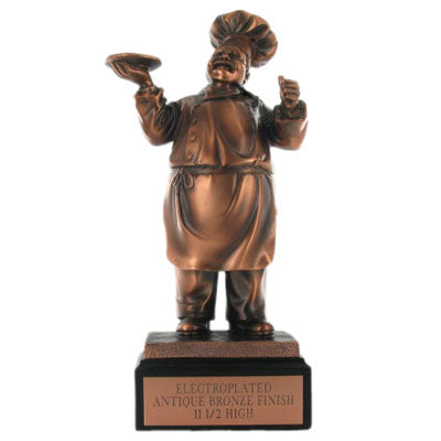 CHEF FIGURE TROPHY, 11-1/2 INCH , ELECTROPLATED IN ANTIQUE BRONZE