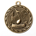 Metal 2-Inch in Diameter Round Choir Medal with Customizable Back in Antique Brass