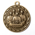 Metal 2-Inch in Diameter Round Chorus Medal with Customizable Back in Antique Brass