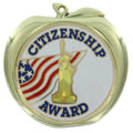 2-1/2 Inch Citizenship Themed Apple Medal in Gold