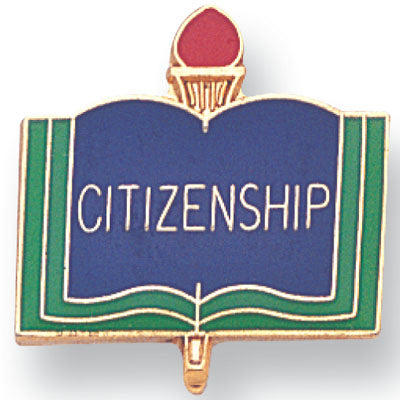 CITIZENSHIP PIN ENAMELED GOLD