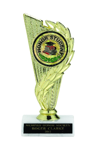 COLUMN TROPHY, 6-3/4 INCH, WHITE PLASTIC BASE, 2 INCH INSERT