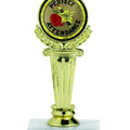 COLUMN TROPHY, 6-3/8 INCH, WHITE PLASTIC BASE,  2 INCH INSERT