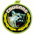 2-1/4 Inch in Diameter Round Mylar Detailed Gold 'Cougars' Medal with Customizable Back