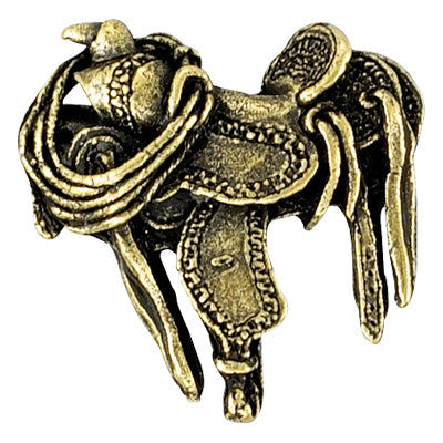 Cowboy Saddle Antique Brass Pin